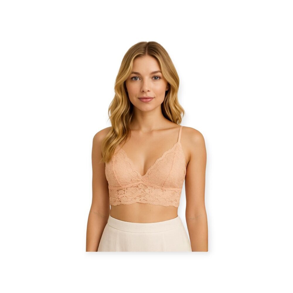 NBD Peach Pink Lace Bralette Small Wireless Revolve Adjustable Strap Top